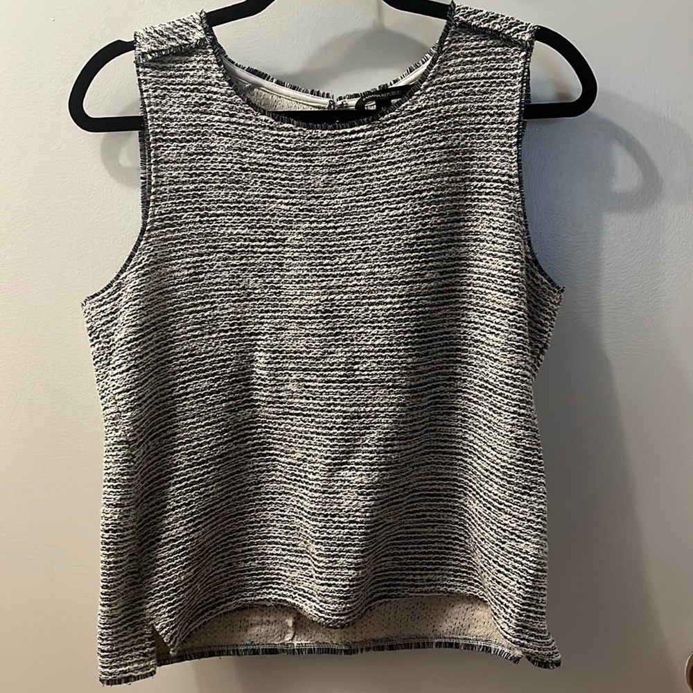 Banana Republic Blue and White Work Tweed Blouse Medium